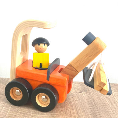 Medinė statybinė mašinėlė žaislinis kranas