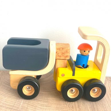 Medinė statybinė mašinėlė žaislinis sunkvežimis