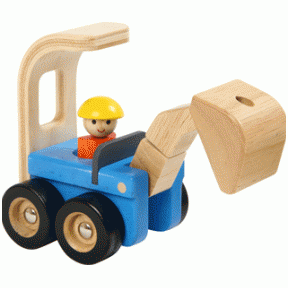 Medinė statybinė mašinėlė žaislinis ekskavatorius