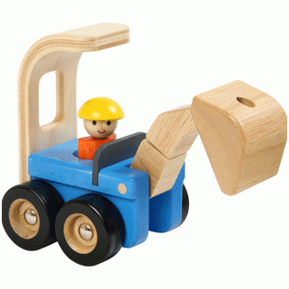 Medinė statybinė mašinėlė žaislinis ekskavatorius